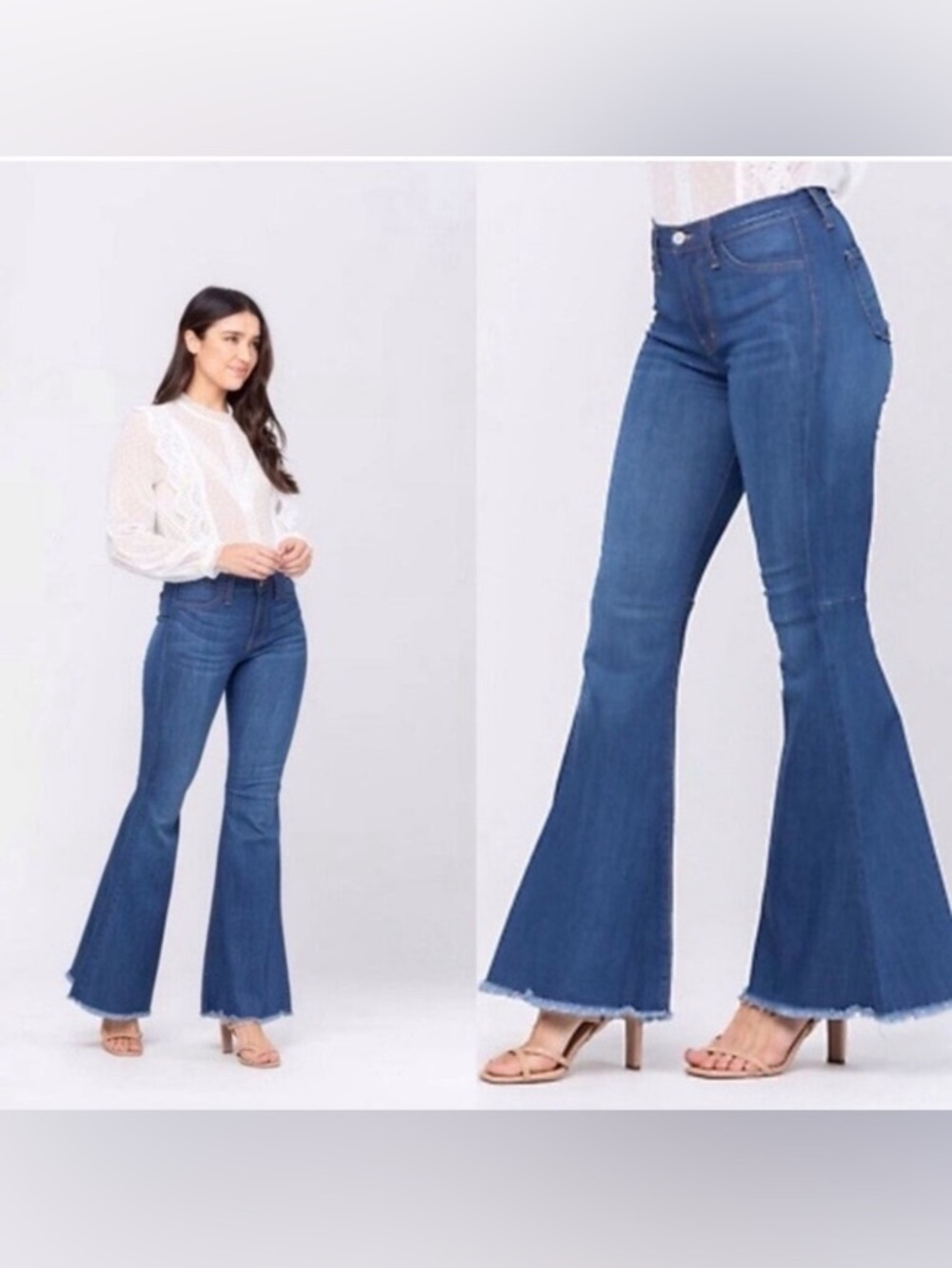 Judy Blue High-Waisted Flare Jeans | Size 29 | Medium Wash | Raw Hem